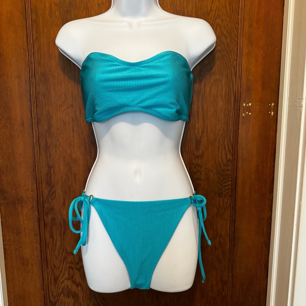 Aerie Teal Bandeau Bikini Set